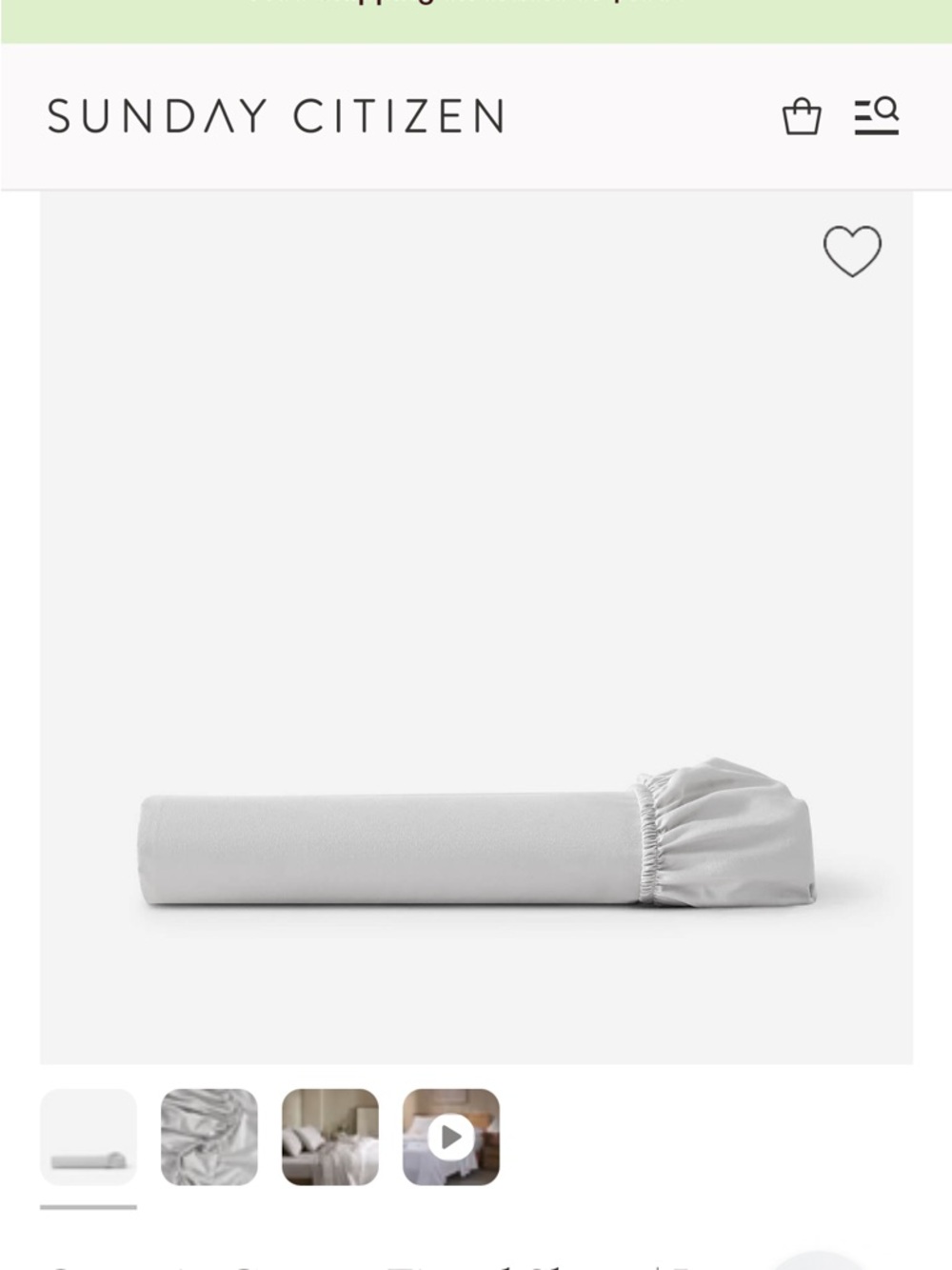 Sunday Citizen Organic Fitted Sheet - Light Gray